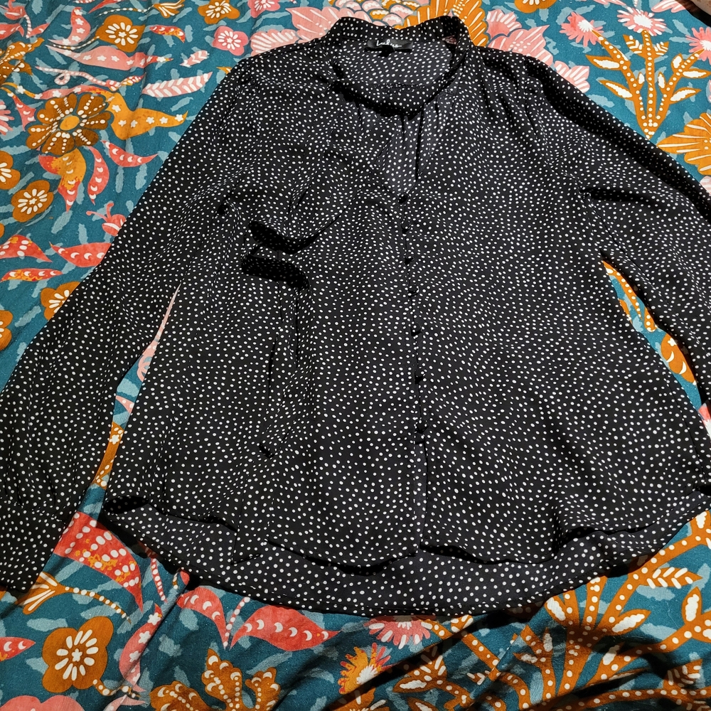 LULUS Black Polka Dot Women's Top In LARGE